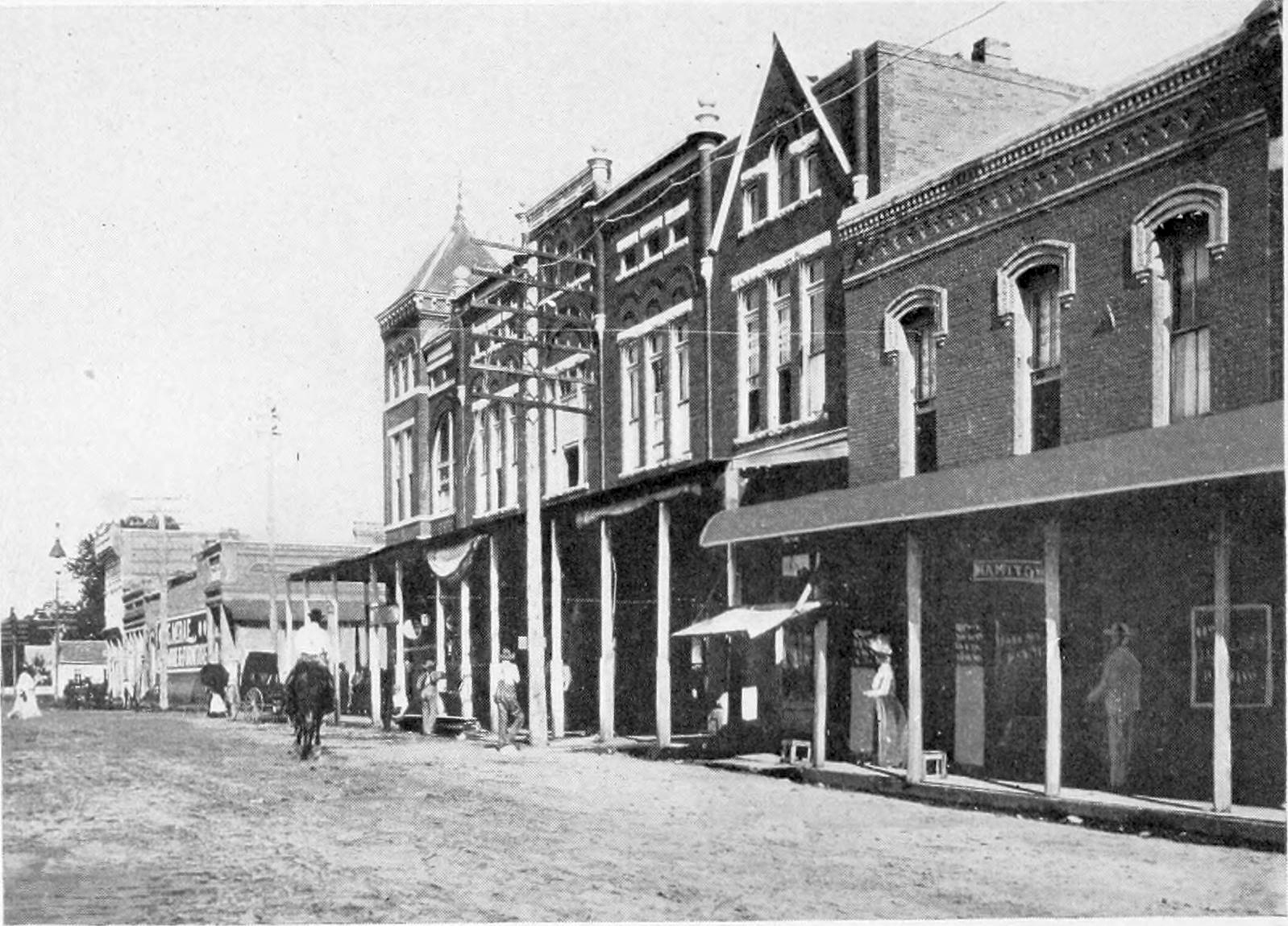 Historic Downtown Hope, Arkansas storefronts photographed around 1904